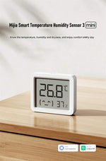 2Pcs XIAOMI 3 Mijia Smart Temperature Humidity Sensor Mini 0°C-60°C Range Bluetooth 5.0 High Precision Compact Hygrometer with LCD Display and Wall Sticker