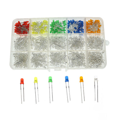 150/300/750PCS 3mm 15 Colors LED Lights Emitting Diodes Assortment Set Kit High Color Rendering Index for Arduino DIY Electronics Starter