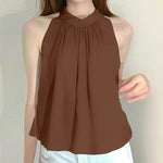 LinkMejor Elegant Style Womens Tank Vest Summer Sleeveless O-Neck Plain Casual Loose Camisoles Top