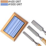 Wood Carving Sharpening Stone Kit 400 & 1000 Grit Whetstone with Multiple Notches Waterstone Straightens and Repairs Whittling & Carving Blades Chisels and Gouges