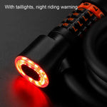 LinkMejor Bicycle Steel Cable Lock 5 Digit Password High Security with Taillight Thicken Anti-Theft Safety Lock Motorcycle MTB Road Bike Accessories