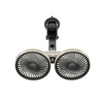 Car Seat Fan Dual Head 3 Speed 3300RPM Digital Display Foldable 5V USB Rechargeable Rear-Seat Mount Suction Cup Bracket
