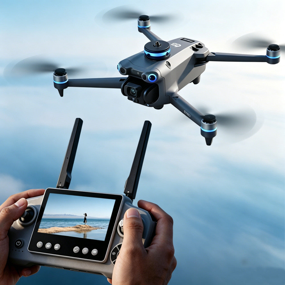 LinkMejor GT60 GPS 5G WiFi FPV with 4.3inch LCD Screen Controller 720P HD Dual Camera Servo Gimbal 360° Obstacle Avoidance One-Key Airdrop Brushless 245g Foldable RC Drone Quadcopter RTF