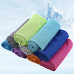 LinkMejor 1pcs Portable Quick Drying Summer Cooling Towel with Round Silicone Box Soft Breathable Scarves for Sports Gym Running Yoga Fitness