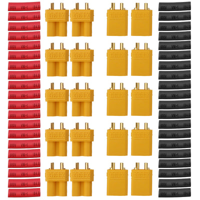 10 Pair URUAV XT30U Male Female Bullet Connectors Power Plug with Heat Shrink Tubing for Lipo Batter