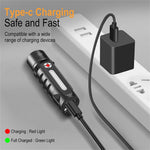 LinkMejor RJ28 LED Mini Waterproof USB-C Rechargeable Flashlight with Clip & Magnetic Metal Conveniently Flashlight Suitable for Hiking Camping
