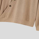 LinkMejor Mens Textured Asymmetrical V-Neck Long-Sleeve Sweater Comfortable Solid Color Casual Fall Winter Top S-5XL