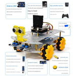 4WD Chassis DIY Intelligent Car Kit Mecanum Wheels Remote Control Ultrasonic Obstacle Avoidance Infrared Tracking Robotics Programming Car Robot