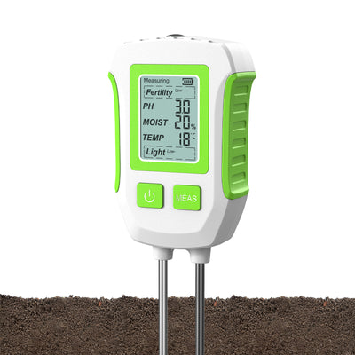 5 in 1 High Accuracy Soil Sensor Tester Moisture pH Fertility Temperature Sunlight Meter Corrosion Resistant Probes LCD Display Anti Slip Handle