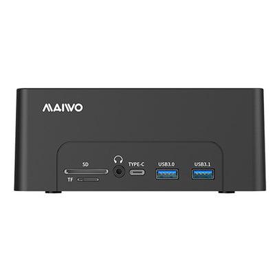 LinkMejor K3082P 12-in-1 Hard Drive Docking Station SATA to USB 3.1 Gen2 Dual Bay Offline Clone Adapter with RJ45 SD/TF for 2.5/3.5" SSD HDD Case