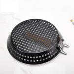 IPRee BBQ Grill Basket Round Perforated Grilling Pan with Folding Handle for Camping Picnic BBQ Folding Outdoor Barbecue and Baking