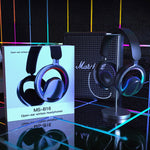 MS-B16 RGB Gaming Headset Wireless bluetooth 6.0 Headphone 40mm Drivers Detachable Mic Low Game Delay Openwork Design Over-Head Gamer Headphones