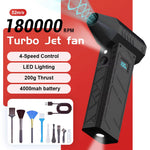 Turbo Fan 180000RPM Peak Powerful Air Blower 52m/s Speed Dual 4000mAh Batteries LED Lighting 4-Gear Speed Compact Portable Dust Blowing