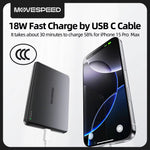 MOVESPEED /MSP08 22.5W 37Wh 10000mAh Magnetic Wireless Power Bank External Battery Power Supply with 1 Input & 2 Outputs Fast Charging for iPhone 17 17 Pro 16 Pro Max 15 14 for Huawei Mate XTs for OPPO for VIVO