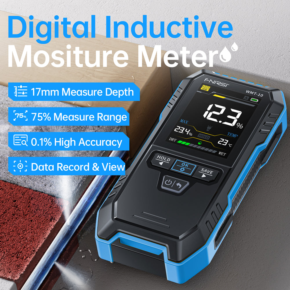 LinkMejor WMT-10 Moisture Meter 2.4 Inch TFT Screen High Precision 0.1% Resolution Rechargeable Battery for Wood Wall Tester