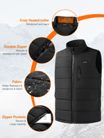 Auxo Men Heated Vest with 10000mAh Power Bank Included, 7 Heating Zones, Lightweight Electric Heating Vest