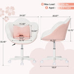 LinkMejor Kids Desk Chair Cute Flower Ergonomic Study Chair Swivel Boucle Desk Chair Adjustable Height 360° Rotating Wheels Home Office Chair for Children at Bedroom Study Room