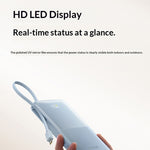 Baseus EnerFill FC51 22.5W 36.5Wh 10000mAh Digital Display Power Bank Come with USB-C Cable External Battery Power Supply with 2 Inputs & 3 Outputs Support PD3.0 QC3.0 SCP Fast Charging for iPhone 17 17Pro 16 Pro Max 15 14 for Xiaomi 17pro