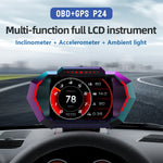 Car Head Up Display OBD+GPS Speedometer with 5 Alarm Functions Tachometer Water Temp Fuel Consumption Slope Meter
