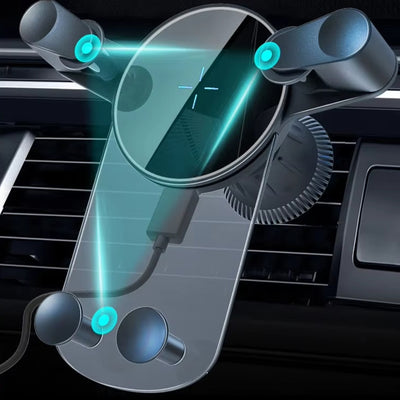 15W Wireless Car Charger Mobile Holder with Navigation Clip On Smartphone Mount