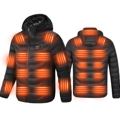LinkMejor HZ-23 23 Zones Heating Jacket Zipper Adjustable Size USB Charging Smart Thermal Warm Jacket Men's Heated Hooded Coat Outdoor Sportswear