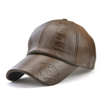Collrown Fashion Baseball Cap Outdoor Men's Adjustable PU Leather Hat Letters Embossed Casual Hats Women Unisex Sport Sun Visor Hat
