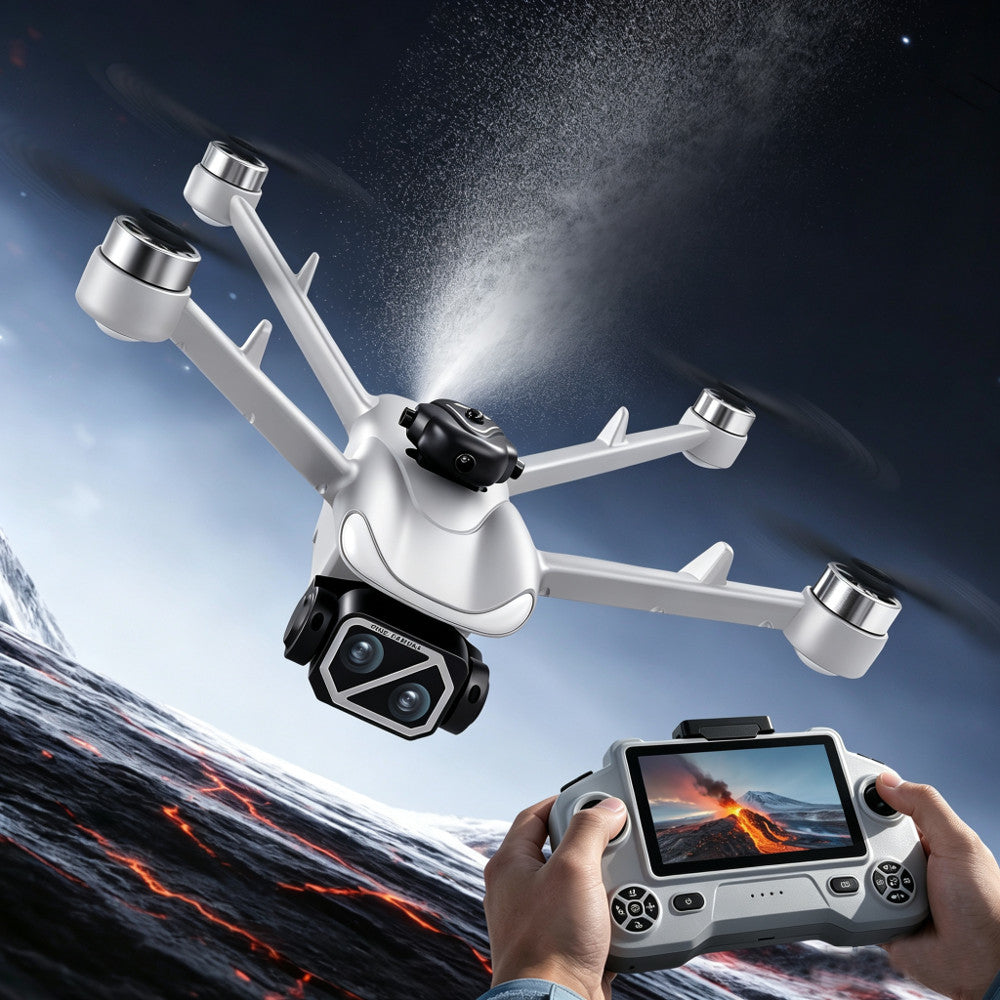 LinkMejor YL09 WiFi FPV with 4.3inch LCD Screen Controller 720P HD Dual Camera Servo Gimbal One-Key Spray 360° Obstacle Avoidance Brushless RC Drone Quadcopter RTF
