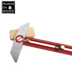 LinkMejor Hooked On Wood MT-2465 PRO Scriber Marking T Square Ruler Aluminum Alloy Hole Positioning Marking Gauge