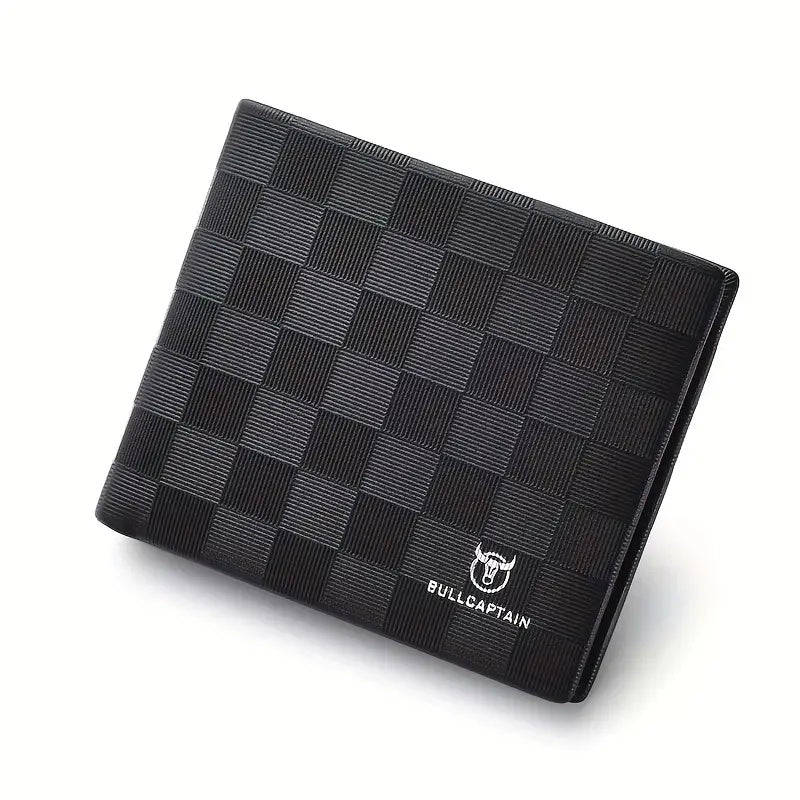 LinkMejor Men's Genuine Leather Wallet Black Cowhide Large Capacity Multi-card Folding Purse Credit Card Holder with Gift Box