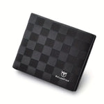 LinkMejor Men's Genuine Leather Wallet Black Cowhide Large Capacity Multi-card Folding Purse Credit Card Holder with Gift Box