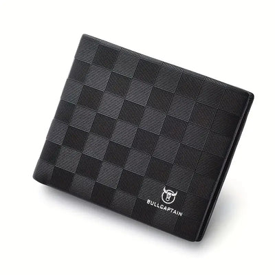 LinkMejor Men's Genuine Leather Wallet Black Cowhide Large Capacity Multi-card Folding Purse Credit Card Holder with Gift Box