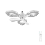 Elfeland 3/4-Head E27 LED Crystal-Inspired Ceiling Fan Light 3 Color Temperature 2/4H Timer 3 Levels Speed Adjustable Fan Lamp Remote Control for Indoor Rooms