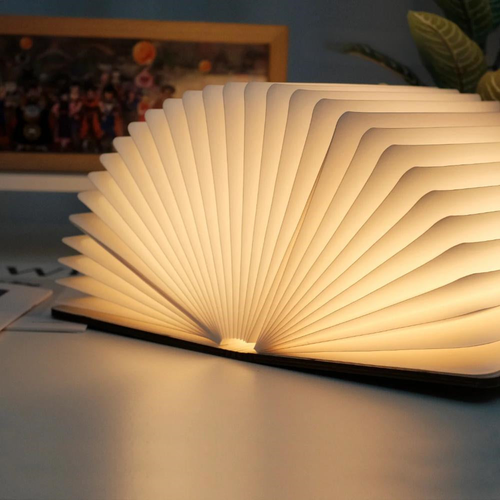 LinkMejor Black Walnut Folding Book Magnetic Night Light Creative Desktop Ornaments