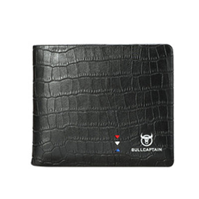LinkMejor Business Casual Billfold Cowhide Leather Men Wallet with Gift Box Short Crocodile Pattern Holder RFID Money Clip Gift for Boyfriend Father Husband Gift