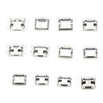 60pcs 12 Types Mini USB Socket Set Stainless Steel Port High Durability Easy to Store and Carry Industrial Control Components