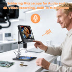 LinkMejor AD208SE 4K UHD HDM Digital Microscope 5x-1500X Magnification 10.1 Inch 3840PX2160P IPS Screen Support for Electronics Repair Coin Inspection High Definition Media Interface