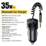 LinkMejor ES-CC20 bluetooth V5.3 FM Transmitter 35W PD + QC3.0 USB Car Charger Wireless Radio Adapter HiFi Music Play Car Kit With Mic Hands Free Calls