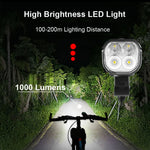 LinkMejor 3 in 1 Bike Headlight 1000Lm Brightness 4400mAh High Capacity Power Bank 8 Light Modes Waterproof Bicycle Front Light with 130db Horn for Night Cycling