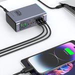 [GaN Tech] Bakeey WLX-F8L 660W 8-Port USB PD Charger 2USB-A+6USB-C PD QC3.0 FCP AFC Fast Charging with RGB Light Desktop Charging Station EU Plug US Plug for iPhone 16 16 Pro 15 14 13 Pro Max for Huawei Pura X for Xiaomi 15pro