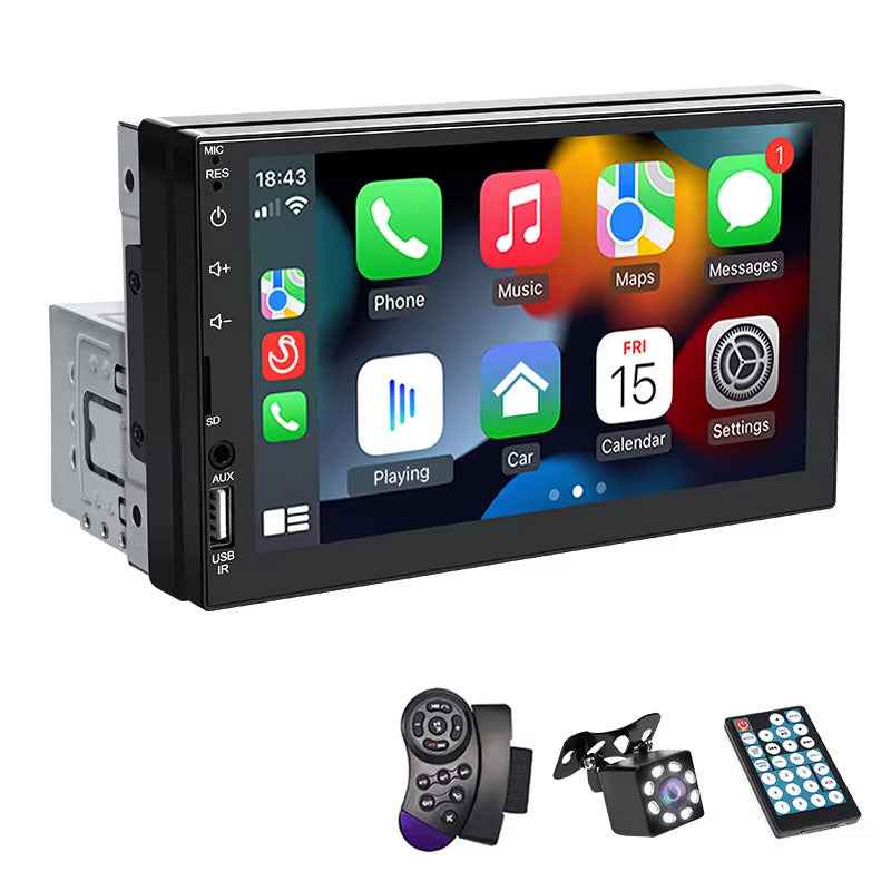 7" 1DIN Car Radio MP5 Player Wireless CarPlay Android Auto Bluetooth 5.0 Mirror Link FM AUX USB Reversing Camera Steering Wheel Control
