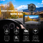 X20 4K Dual Dash Cam 4inch Touchscreen Car Camera with WiFi App 170° Wide Angle ADAS BSD Night Vision 24H Parking Monitor G-Sensor
