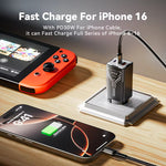 [GaN Tech] KUULAA KL-CD64 65W 3-Port USB PD Charger USB-A+2USB-C PD Fast Charging Wall Charger Adapter EU Plug US Plug for iPhone 16 16 Pro 15 14 13 Pro Max for Xiaomi 15 Ultra for Samsung Galaxy S25 Ultra for Huawei Pura X