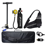 LinkMejor 1L Mini Scuba Diving Tank Set Provide 10-15 Minutes Of Breathing Time Aluminum Oxygen Tanks Diving Equipment Snorkeling with Adapter Diving Goggles Strap Bag Pump Handbag