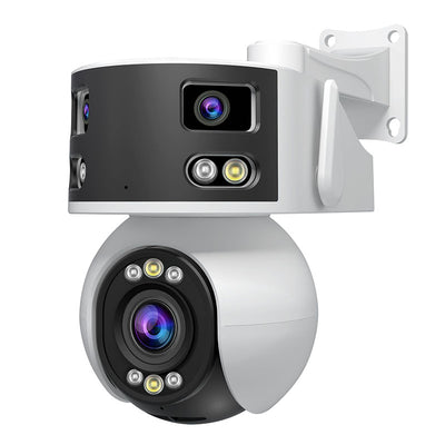 LinkMejor SH055 8MP WIFI IP Camera 5X Zoom Three Lens Two Screen AI Humanoid Detection Night Vision Two-way Intercom HD PTZ Home Security CCTV Monitor Cameras