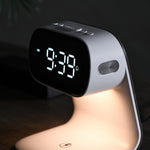 Portable Bedroom Touch Control Bedside Table Lamp Dimmable Digital Alarm Clock Wireless Charging Station for Bedroom, Bedside Office