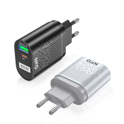 LinkMejor 65W GaN Wall Charger 33W USB-C PD PPS / 33W USB-A QC3.0 Fast Charging For iPhone 13 13 Mini For iPad Pro 2021 For Samsung Galaxy S22 Ultra MacBook Air M1