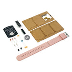 HU090 DIY LED Digital Watch Kit 0.28 Inch Red Display Silicone Strap 12/24 Hour Format Countdown Timer Acrylic Shell Battery Operated Beginner Soldering Practice