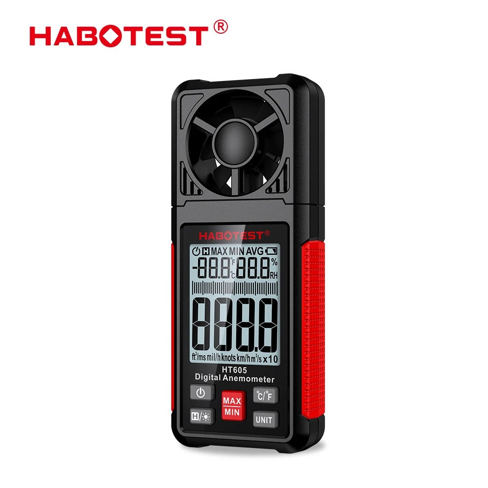 LinkMejor HT605 Digital Anemometer Portable Wind Speed Meter Windmeter LCD Backlight Display Temperature Humidity Meter