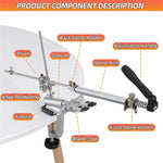 RX-009 Professional Knife Sharpener with 4 Whetstones Dual Clamps 360° Rotation Flip Design Fixed-Angle Stainless Steel Kitchen Chef Knife Sharpening Kit Abrasive Holding System Tools