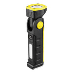 Powerful Dual Light Source Flashlight Handheld Folding Lamp Camping Working Torch USB Charging Digital Display with Magnet Car Inspection Outdoor Red Warning Flash Light